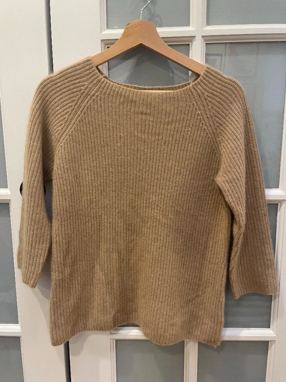 Tan Ribbed 3/4 Sleeve Talbots Cashmere Sweater